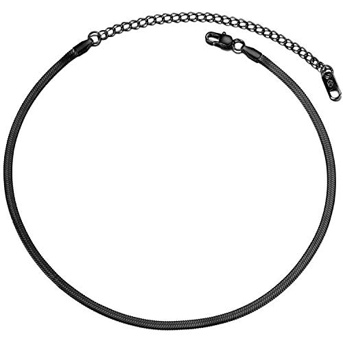 PROSTEEL Damen Mädchen Collier schwarz Edelstahl kurz Kette 32+9cm verstellbar Schlangenkette Halskette 3mm Choker Necklace modischer Schmuck Accessoire für Geburtstag Party von PROSTEEL