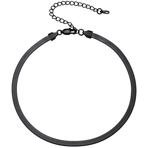 PROSTEEL Damen Mädchen Collier schwarz Edelstahl kurz Kette 38+9cm verstellbar Schlangenkette Halskette 5mm Choker Necklace modischer Schmuck Accessoire für Geburtstag Party PROSTEEL Damen Mädchen Collier schwarz Edelstahl kurz Kette 38+9cm verstellbar Schlangenkette Halskette 5mm Choker Necklace modischer Schmuck Accessoire für Geburtstag Party von PROSTEEL