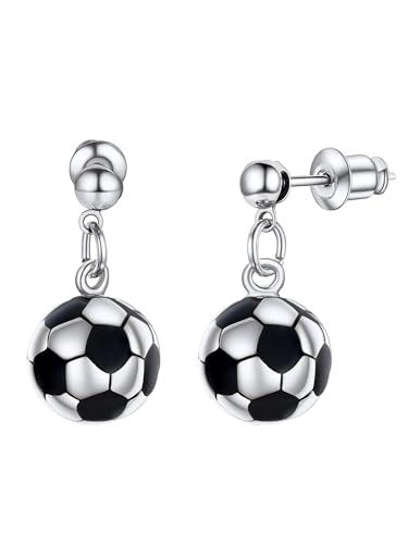 PROSTEEL Edelstahl Ohrringe Damen 3D Fußball Design Ohrstecker Ball Form Baumel-Ohrringe Ohrhänger Modeschmuck für Frauen von PROSTEEL