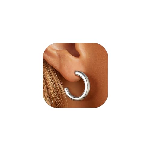 PROSTEEL Damen Ohrringe Edelstahl Halb Creolen 30mm offene Ohrringe trendiger Täglicher Hoop Ohrschmuck von PROSTEEL