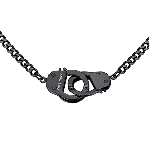 PROSTEEL Damen Panzerkette Halskette schwarz Edelstahl Schlüsselbein Kette mit Handschellen Charms für Frauen Mädchen Modeschmuck Accessoire von PROSTEEL