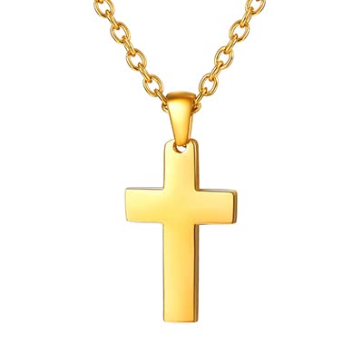 PROSTEEL Damen Personalisierte Halskette mit Kreuz Anhänger 18k vergoldet Name Gravur Collier Minimalist Frauen Mädchen Modeschmuck Geschenk für Weihnachten Geburtstag, Gold-S von PROSTEEL