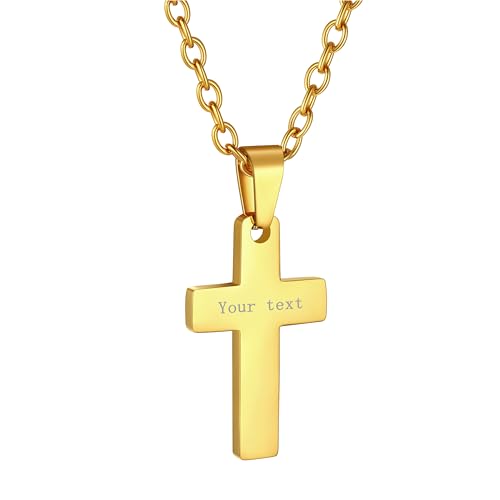 PROSTEEL Damen Personalisierte Halskette mit Kreuz Anhänger 18k vergoldet Name Gravur Collier Minimalist Frauen Mädchen ModeSchmuck Accessoire für Weihnachten Geburtstag, Gold-S von PROSTEEL