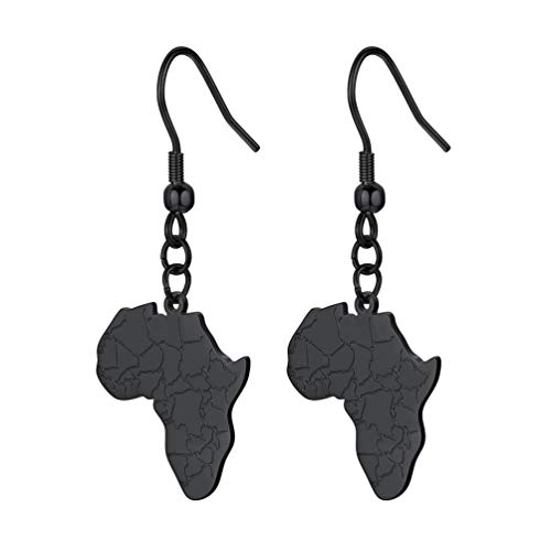 PROSTEEL Damen afrikanische Ohrringe Afrika Landkarte Ohrhänger mit Hakenverschluss schwarz Edelstahl baumeln Ohrringe Modeschmuck Accessoire für Frauen von PROSTEEL