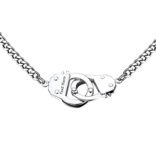 PROSTEEL Damen kurze Panzerkette Edelstahl personalisierten Handschellen Charm mit Schlüsselbeinkette schlichte Halskette für Mädchen Modeschmuck Accessoire von PROSTEEL