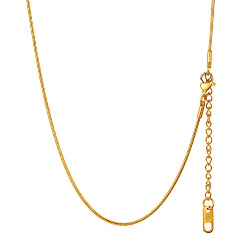 PROSTEEL Damen Lange Kette in 66cm 1,2mm schlanke Schlangenkette Collier 18k vergoldet verstellbar Snack Chain Necklace für Mädchen Geschenk für Muttertag Geburtstag von PROSTEEL