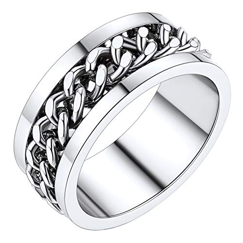 PROSTEEL Drehringe für Damen Herren Edelstahl Kette Bandring in Größe 57 8mm breit Spinner Ring massiv Männer Frauen Verlobung Hochzeit Ring Modeschmuck Accessoire von PROSTEEL