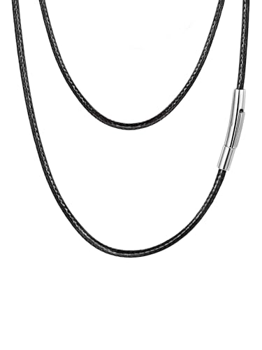 PROSTEEL Kunstleder Halskette/Armband Schwarz geflochten Lederkette Lederband Damen Herren Kette für Anhänger 2mm breit mit Edelstahl Verschluss(51cm/20) von PROSTEEL