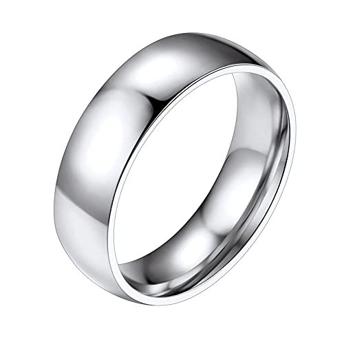 PROSTEEL Edelstahl Bandring Herren 6mm breit hochglanzpoliert Partnerring Ehering für Männer Minimalist Verlobungsring Trauring Modeschumck Accessoire, Größe 67 von PROSTEEL