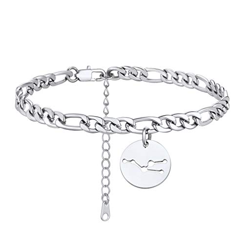 PROSTEEL Edelstahl Fußkettchen mit Sternzeichen Stier 22cm Figarokette + Anhänger Sommerstrand Fusskette Knöchel Armband Schmuck für Damen Mädchen Geburtstag von PROSTEEL