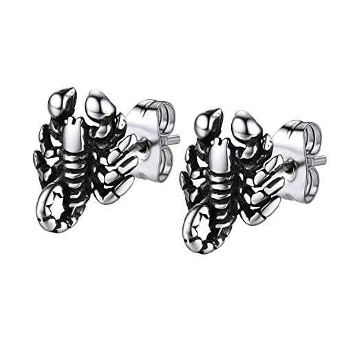 PROSTEEL Edelstahl Piercing Ohrringe für Herren 3D Skorpion Design Ohrstecker Hip Hop Street Style Ohrschmuck Accessoire Ear Studs von PROSTEEL