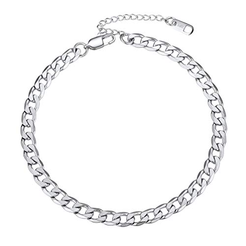 PROSTEEL Fußkette Edelstahl Klassische Fußkettchen 6mm 22+5cm verstellbar glänzend Panzerkette Fußband Unisex Sommer Schmuck Accessoire für Männer Frauen Jungen Mädchen von PROSTEEL