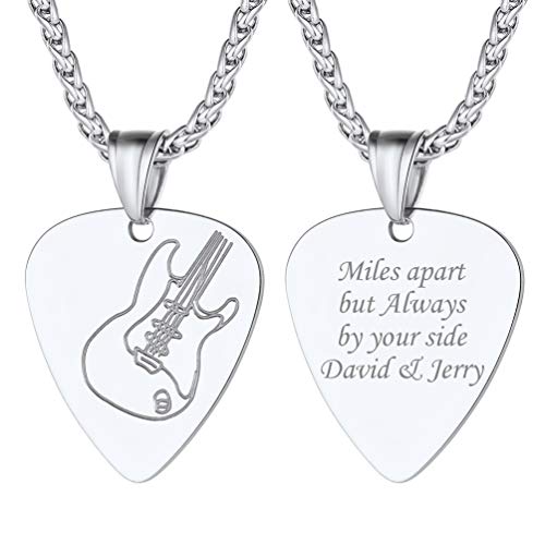 PROSTEEL Gitarre Plektrum Kette Edelstahl personalisiert Gitarren Pick Anhänger Halskette 60cm für Männer Frauen Jungen Hip Hop Rocker Plektron Musiker Schmuck Musikliebhaber von PROSTEEL