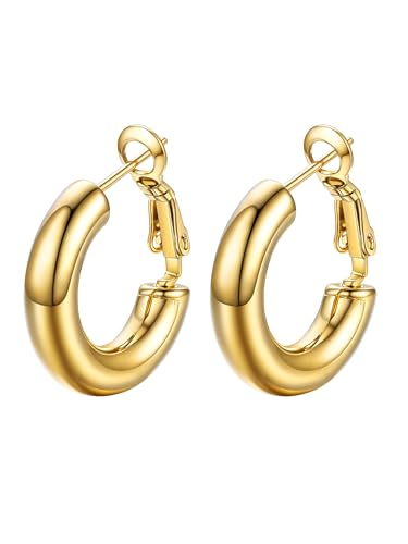 PROSTEEL Goldene Creolen Ohrstecker, Damen Hoop Ohrringe einzigartiges Design 5mm Kreis Ohrringe Mädchen PROSTEEL Goldene Creolen Ohrstecker, Damen Hoop Ohrringe einzigartiges Design 5mm Kreis Ohrringe Mädchen von PROSTEEL