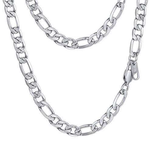 PROSTEEL Klassische Figarokette 7,5mm breit Herren Halskette Edelstahl 3+1 Gliederkette 46cm/18 Glieder Link Kette Hip Hop Punk Rock Schmuck für Männer Jungen von PROSTEEL