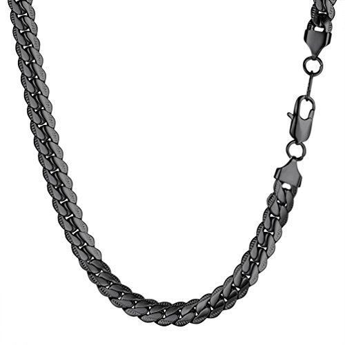 PROSTEEL Herren Biker Punk Rock Halskette 8MM breit Panzerkette 46 cm schwarz Edelstahl Erbskette Gliederkette Modeschmuck Männer Jungen von PROSTEEL