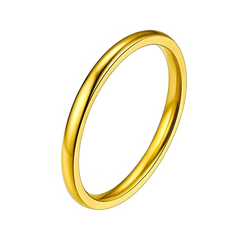 PROSTEEL Herren 18k vergoldet Bandring 2mm breit Größe 67 Simpel hochglanzpoliert Partnerring Ehering für Männer Minimalist Verlobungsring Trauring Modeschumck Accessoire von PROSTEEL