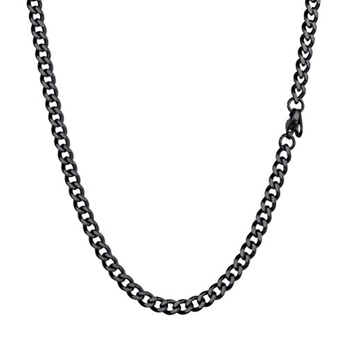 PROSTEEL Herren 76cm lang Kette 4,8mm massiv schwarz Edelstahl Panzerkette kubannische Gliederkette für Jungen Männer Hip Hop Stil Modeschmuck für Geburtstag Party Link Chain Necklace von PROSTEEL