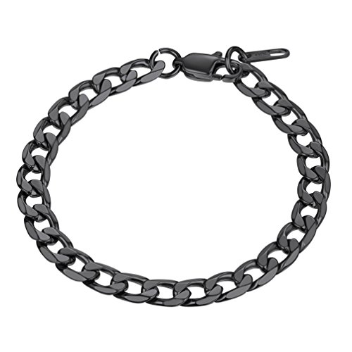 PROSTEEL Panzerkette Armband schwarz 6mm breit Herren Edelstahl Armband kubanische Glieder Link Kettenarmband Armkette, Länge 19cm PROSTEEL Panzerkette Armband schwarz 6mm breit Herren Edelstahl Armband kubanische Glieder Link Kettenarmband Armkette, Länge 19cm von PROSTEEL