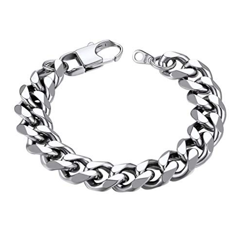 PROSTEEL Herren Armband Edelstahl massive Panzerkette 21cm 12mm breit kubanische Gliederkette Armband Bracelet Hip Hop Stil Modeschmuck für Männer Jungen Accessoire von PROSTEEL