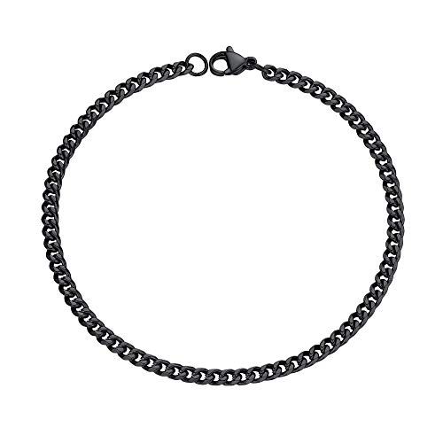 PROSTEEL Herren Armband schwarz Edelstahl 21cm/8,3 in. Panzerkette Armband 3,5mm breit kubanische Gliederarmband Hip Hop Bracelet Modeschmuck Accessoire für Männer Frauen von PROSTEEL