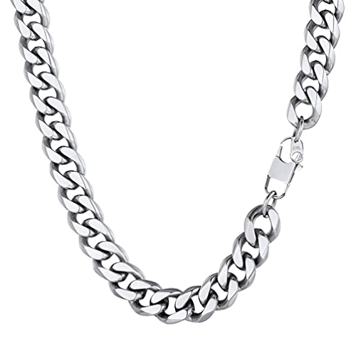 PROSTEEL Herren Collier Kette Edelstahl 66cm/12mm Panzerkette Halskette trendig Hip Hop Rapper kubanische Gliederkette Männer Jungen Modeschmuck Accessoire Cuban Link Necklace Geschenk von PROSTEEL