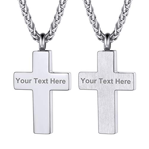 PROSTEEL Herren Damen Memorial Anhänger Gedenk Asche Urne Anhänger Halskette Edelstahl lateinische Kreuz mit 55cm Kette Kremation Modeschmuck Accessoire Souvenir von PROSTEEL