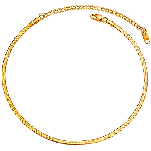 PROSTEEL Choker Collier für Damen Mädchen 18k vergoldet Schlangenkette Halskette 38+9cm/3mm breit Kurze Kette Halsband Schmuck Accessoire für Jahrestag Geburtstag von PROSTEEL