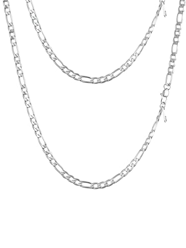 PROSTEEL Choker Halskette 316L Edelstahl glänzend Figarokette 4mm 36+5cm kurze 3+1 Gliederkette verstellbar Damen Mädchen Collier Geschenk für Weihnachten Valentinstag von PROSTEEL