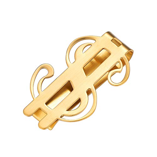 PROSTEEL Herren Geldscheinklammer Geldclip mit Dollar Zeichen 18k vergoldet Halter für Visitenkarte Kreditkarte Geldscheine Brieftasche Vatertag Neujahr Personalisiert Geschenk, Gold von PROSTEEL