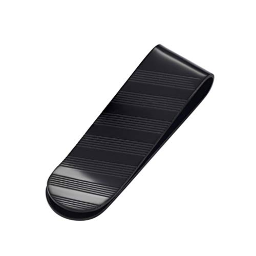 PROSTEEL Herren Geldscheinklammer mit Streifen Geldclip Geldklammer schwarz Edelstahl Halter für Visitenkarte Kreditkarte Geldscheine Brieftasche Vatertag von PROSTEEL