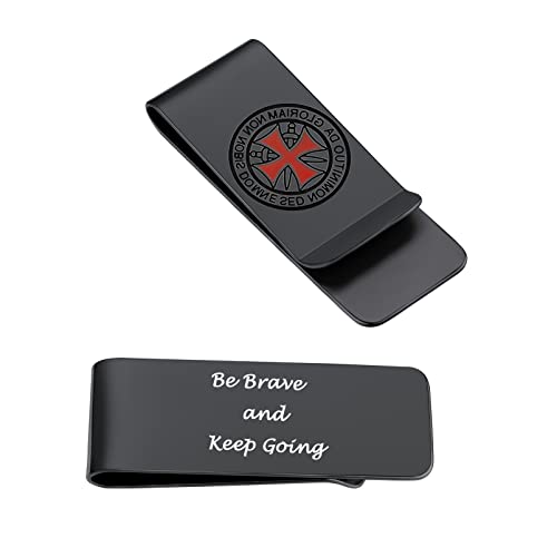 PROSTEEL Herren Geldscheinklammer schwarz Tempelritter Geldclip personalisierte Ritter Schild Geldklammer Halter für Visitenkarte Kreditkarte Geldscheine Brieftasche Accessoire von PROSTEEL