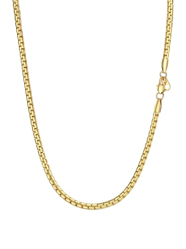 PROSTEEL Herren Halskette 4mm breit massiv Erbskette 18k vergoldet 51cm/22 platte Venezianierkette Gliederkette Biker Punk Rock Schmuck für Männer Jungen, gold PROSTEEL Herren Halskette 4mm breit massiv Erbskette 18k vergoldet 51cm/22 platte Venezianierkette Gliederkette Biker Punk Rock Schmuck für Männer Jungen, gold von PROSTEEL