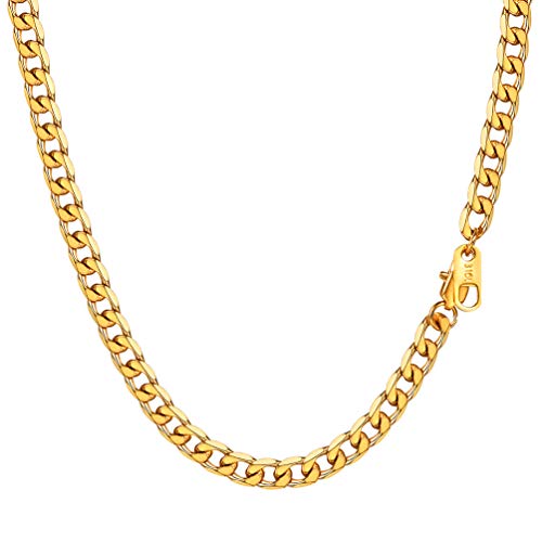 PROSTEEL Herren Halskette Edelstahl Panzerkette 5mm Breite schwer Glieder Link Gliederkette Herren Hip-Hop Kette, 51CM lang, Gold von PROSTEEL