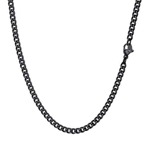 PROSTEEL Herren Hip-Hop Kette 3mm breit Panzerkette Halskette 55cm/22 in. schwarz Edelstahl kubanische Gliederkette trendig Modeschmuck Accessoire für Jungen von PROSTEEL