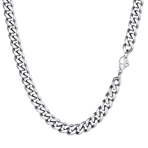 PROSTEEL Herren Hip-Hop Kette 6mm breit Panzerkette Halskette 55cm/22 in. schwarz Edelstahl kubanische Gliederkette Cuban Link Necklace trendig Schmuck Accessoire für Jungen von PROSTEEL