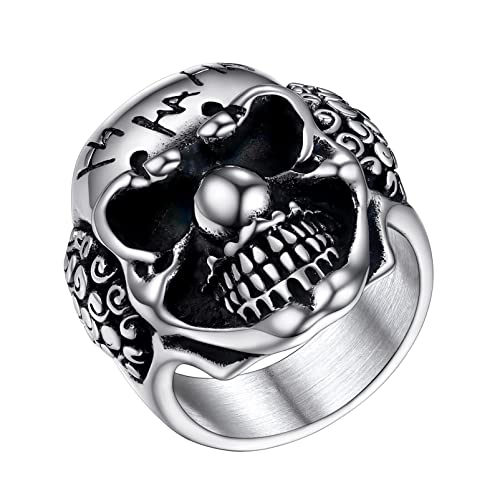 PROSTEEL Herren Joker Ring Gothic Clown Totenkopf Ring Edelstahl Schwarz Geschenkbox, Edelstahl von PROSTEEL