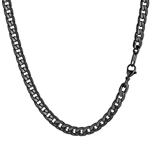 PROSTEEL Herren Kette Edelstahl Panzerkette Halskette Link Kette 7MM Breit Gliederkette für Herren, 55CM lang, Schwarz von PROSTEEL