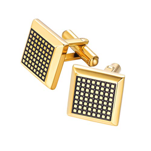 PROSTEEL Herren Manschettenknöpfe 18k vergoldet Viereck Form Französische Stil Cufflinks Hochzeit Festival Geburtstag Weihnachten für Vater Bräutigam Ehemann von PROSTEEL