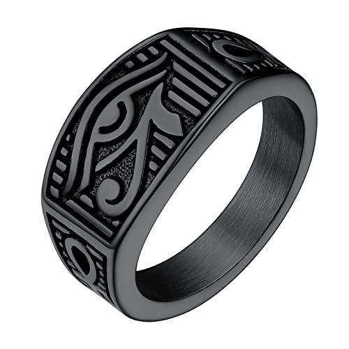 PROSTEEL Herren-Ring, Ankh-Kreuz-Ringe, ägyptischer Schmuck, Edelstahl, vergoldet, Schwarz, Geschenkbox, Edelstahl von PROSTEEL