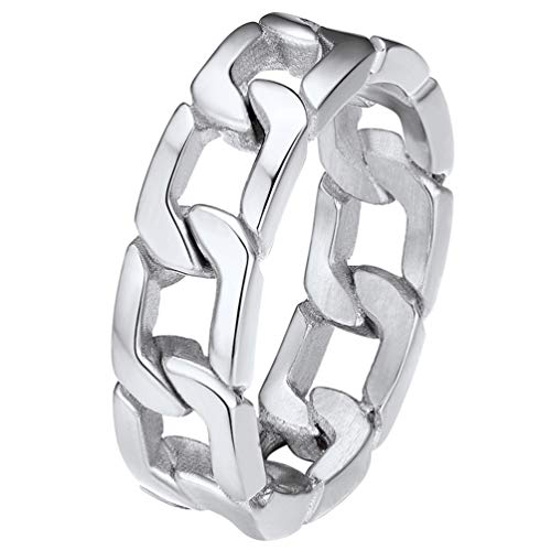 PROSTEEL Herren Ring Cuban Link Bandring Größe 59 Simpel Punk Stil Edelstahl Panzerkette Design Band Ring Biker Ring für Jungen Männer Modeschmuck Accessoire für Weihnachten von PROSTEEL