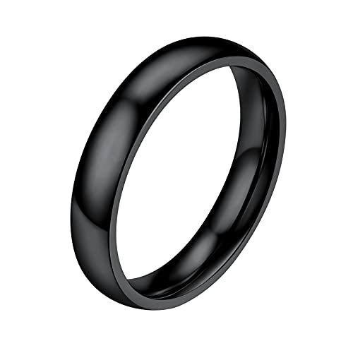 PROSTEEL Herren Ring schwarz Größe 54 hochglanzpoliert Bandring 4mm breit Simple Band Ring Partnerring für Männer, Modeschmuck Accessoire für Geburtstag Jahrestag von PROSTEEL