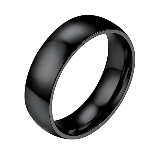 PROSTEEL Herren Ring schwarz Größe 54 hochglanzpoliert Bandring 6mm breit Simple Band Ring Partnerring für Männer, Modeschmuck Accessoire für Geburtstag Jahrestag von PROSTEEL