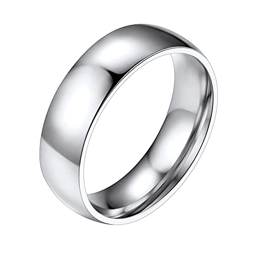 PROSTEEL Herren Trauring hochglanzpoliert Bandring Größe 59 Simpel Edelstahl 6mm breit Band Ring Partnerring für Männer Modeschmuck Accessoire für Weihnachten von PROSTEEL
