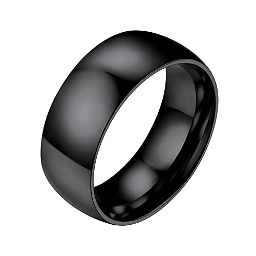 PROSTEEL Herren Trauring hochglanzpoliert Bandring Größe 59 Simpel schwarz 8mm breit Band Ring Partnerring für Männer Modeschmuck Accessoire für Weihnachten von PROSTEEL