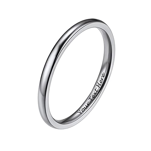 PROSTEEL Herren Trauring hochglanzpoliert personalisiert Bandring Größe 59 Simpel Edelstahl 2mm breit Band Ring Partnerring für Männer Modeschmuck Accessoire für Weihnachten von PROSTEEL