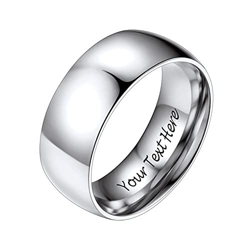 PROSTEEL Herren hochglanzpoliert personalisiert Ring Edelstahl Größe 62 Hochzeit Verlobung Bandring 8mm breit Partnerring Trauring Finger Ring Modeschmuck Accessoire für Geburtstag von PROSTEEL