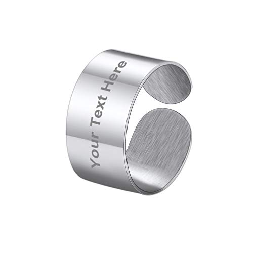 PROSTEEL Herren offener Ring verstellbar Edelstahl Bandring 10mm breit hochglanzpoliert Fingerring Verlobungsring Eheringe für Männer Frauen Valentinstag von PROSTEEL