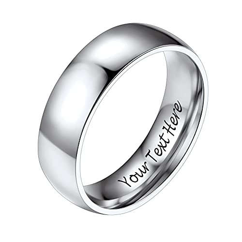 PROSTEEL Herren personalisiert Ring Edelstahl Größe 54 hochglanzpoliert Bandring 6mm breit Simple Band Ring Partnerring für Männer, Modeschmuck Accessoire für Geburtstag Jahrestag von PROSTEEL