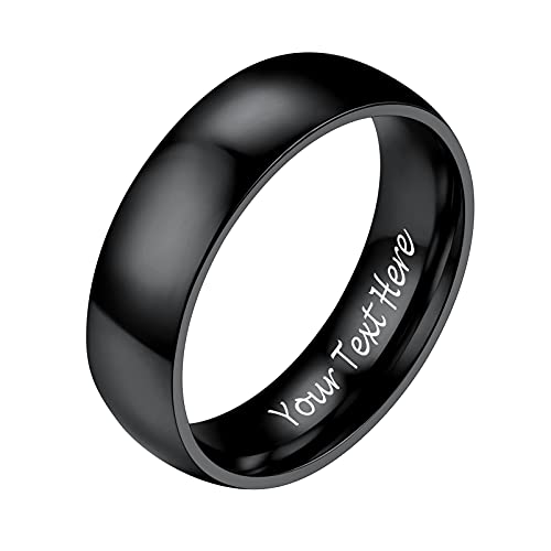 PROSTEEL Herren personalisiert Trauring hochglanzpoliert Bandring Größe 59 Simpel schwarz 6mm breit Band Ring Partnerring für Männer Modeschmuck Accessoire für Weihnachten von PROSTEEL